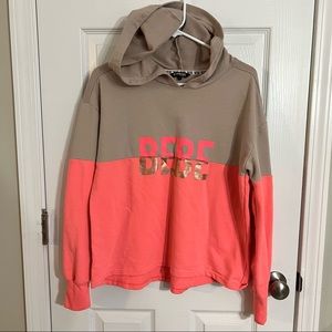 Bebe hoodie tan / beige and hot pink large Bebe sport pullover sweatshirt